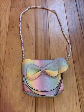 Girls' Rainbow Glitter Bow Crossbody Bag